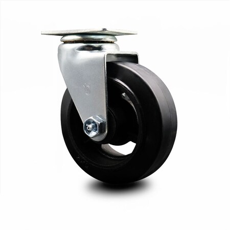 5 Inch Rubber On Cast Iron Wheel Swivel Caster With Roller Bearing SCC